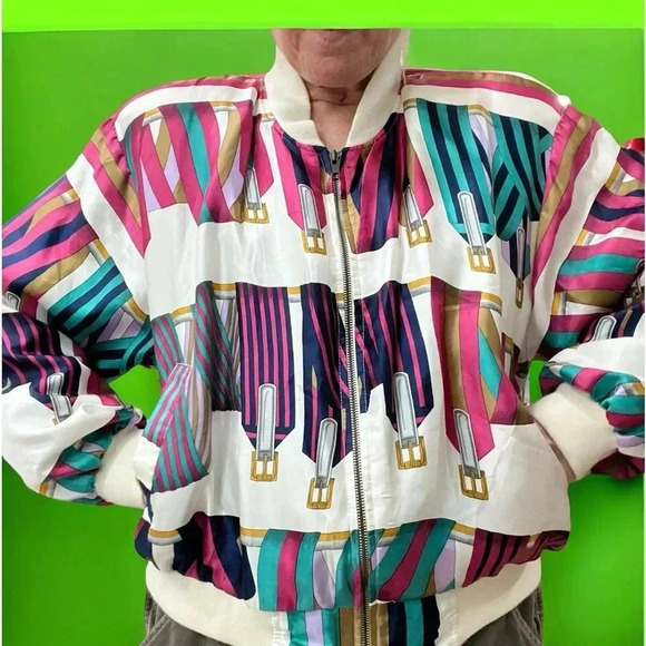 Vintage 80’e Metro Silky steampunk women’s Bomber statement Jacket-L - Picture 1 of 10